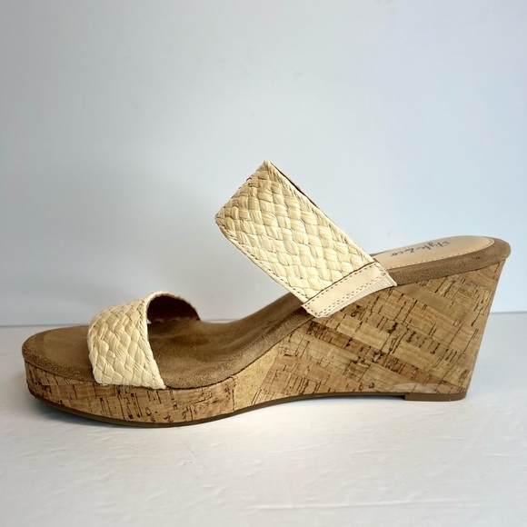 Style & Co Womens Daliaa Natural Woven Faux Leather Wedges Sz 10M Worn 1X - Picture 3 of 10